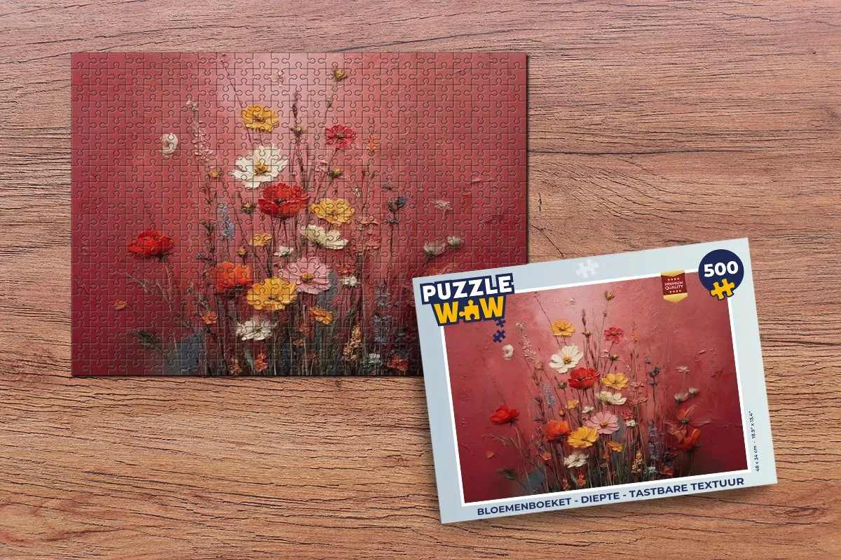 PuzzleWow Bloemenboeket Legpuzzel 500 Stuks - Tastbare textuur