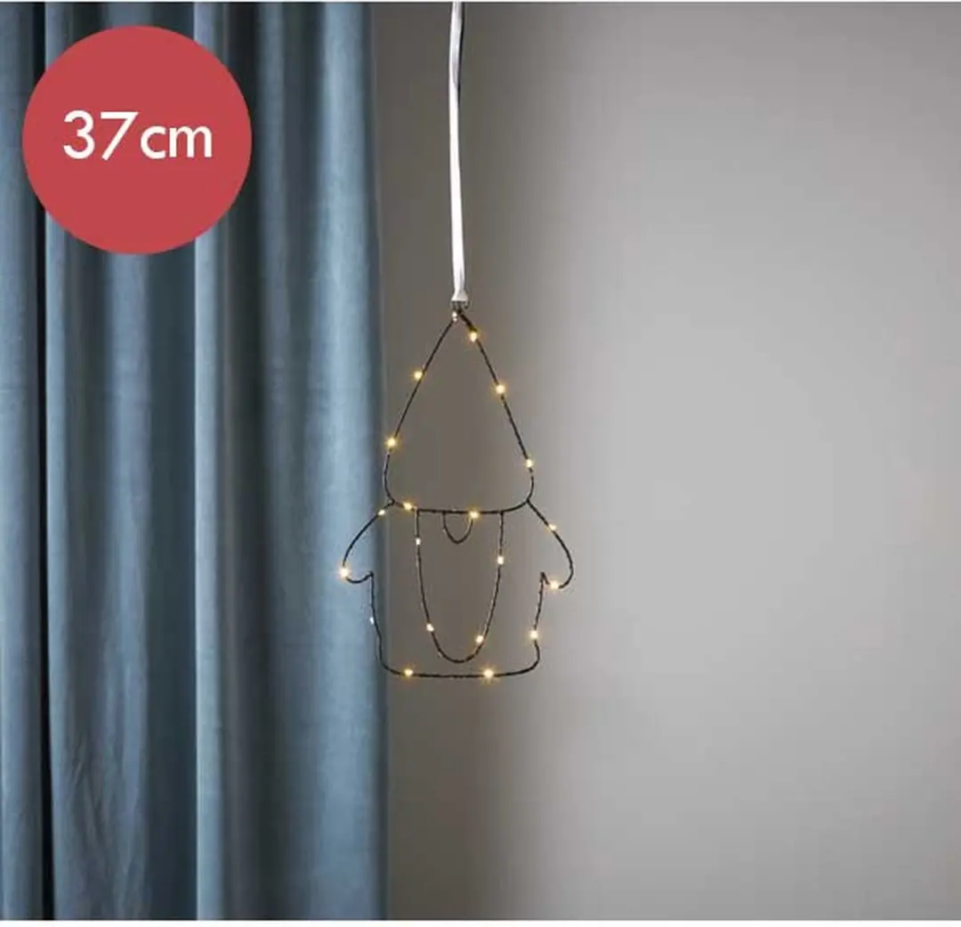 Zwarte kerstkabouter met 20 LED lampjes