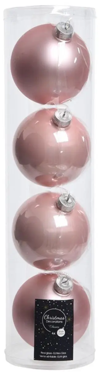 12x Lichtroze glazen kerstballen 10 cm