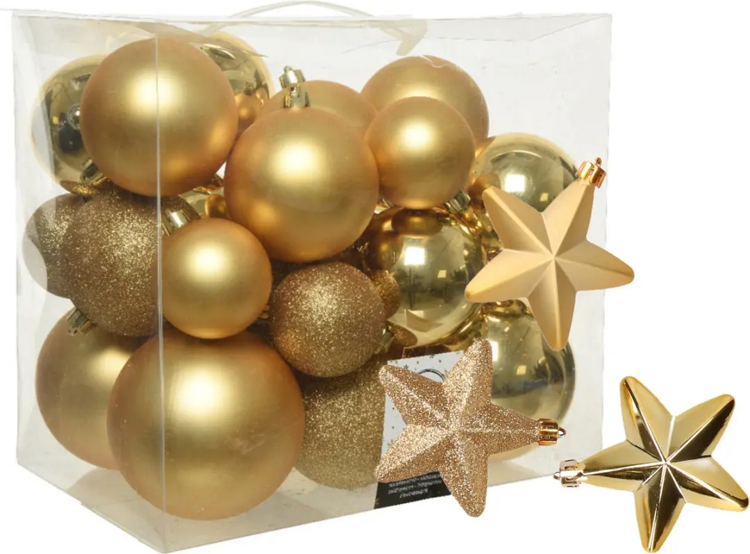 Kerstballen en sterren ornamenten