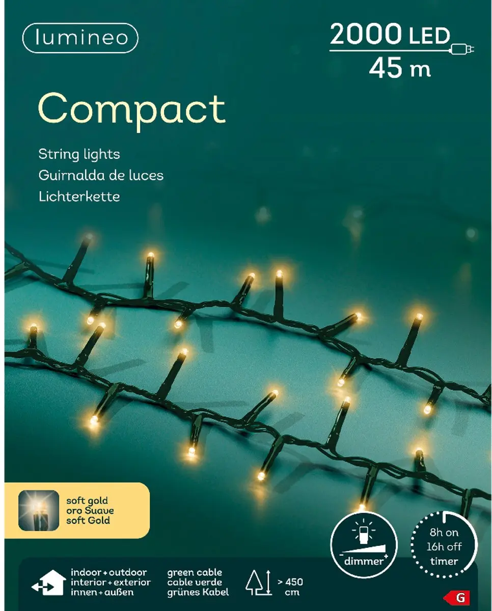 Lumineo Compact Kerstverlichting 45m 2000 Soft Gold - afbeelding 4 van 6