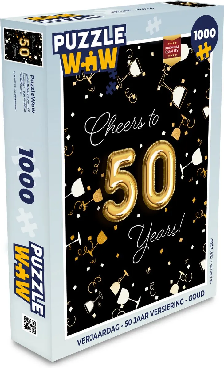 PuzzleWow Verjaardag 50 Jaar Puzzel - 1000 Stuks - Multicolor