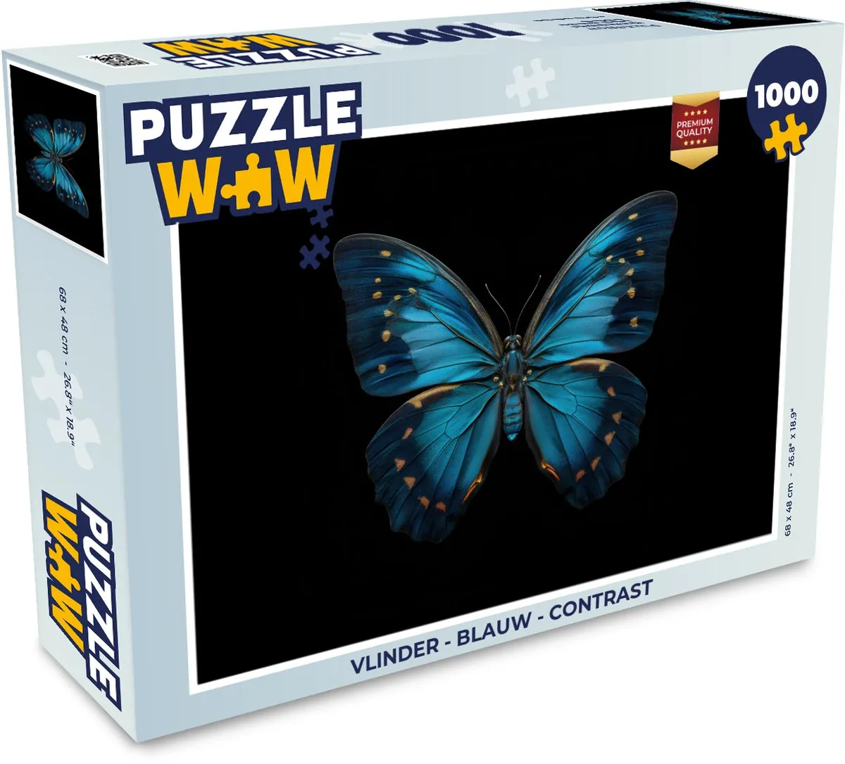 PuzzleWow Vlinder Legpuzzel 1000 Stuks - Blauw