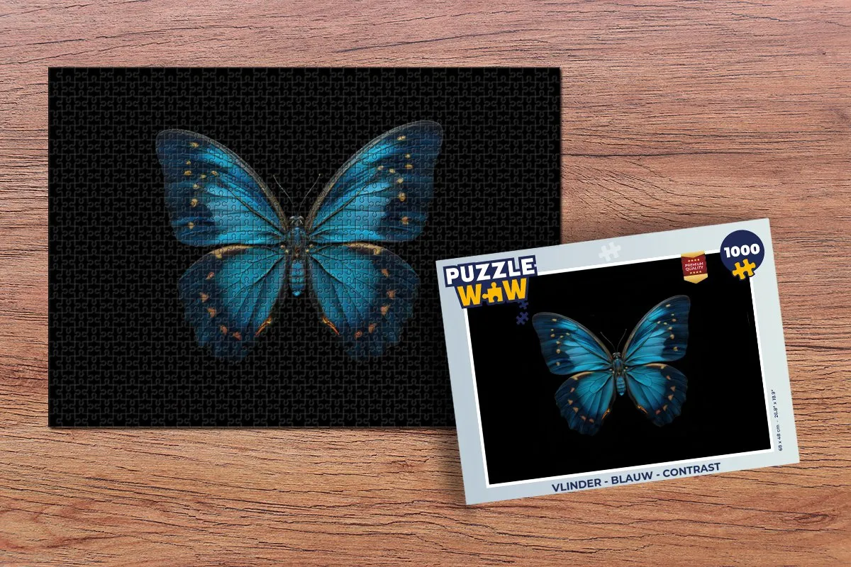 PuzzleWow Vlinder Legpuzzel 1000 Stuks - Blauw