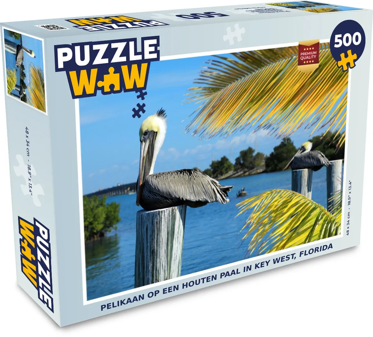 PuzzleWow Legpuzzel Pelikaan Key West 500 Stuks - Multicolor