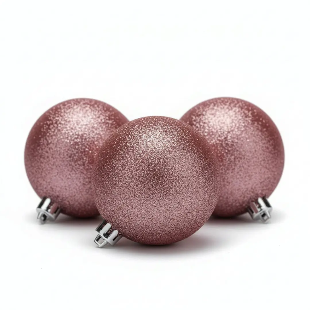 Cosy & Trendy Kerstballen - 6x st - roze - glitters - D8 cm - kunststof - kerstversiering