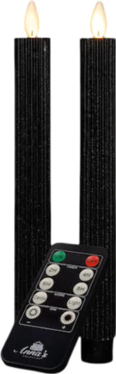 Anna's Collection LED Dinerkaars Flame Effect Ribbel 23cm - Zwart - afbeelding 2 van 2