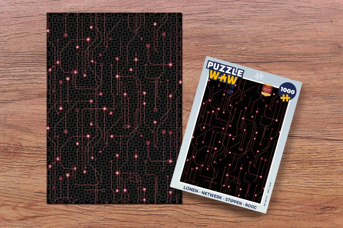 PuzzleWow Netwerk Stippen Legpuzzel 1000 Stuks - Rood