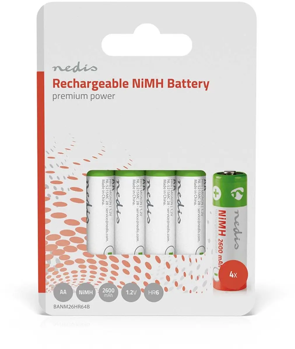 Nedis Oplaadbare NiMH AA 2600mAh - 4 Stuks - afbeelding 2 van 6