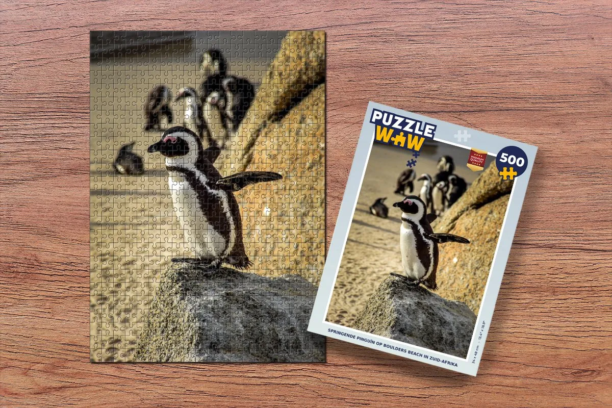 PuzzleWow Legpuzzel Springende Pinguïn 500 Stuks - Multicolor