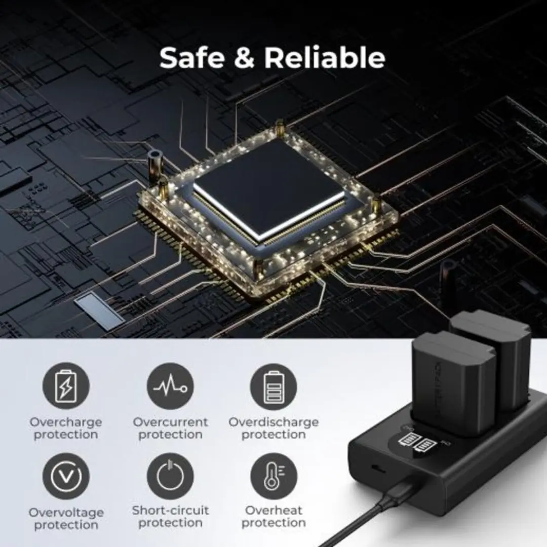 K&F Concept NP-FZ100 Dubbele Batterijlader - Zwart - afbeelding 6 van 6