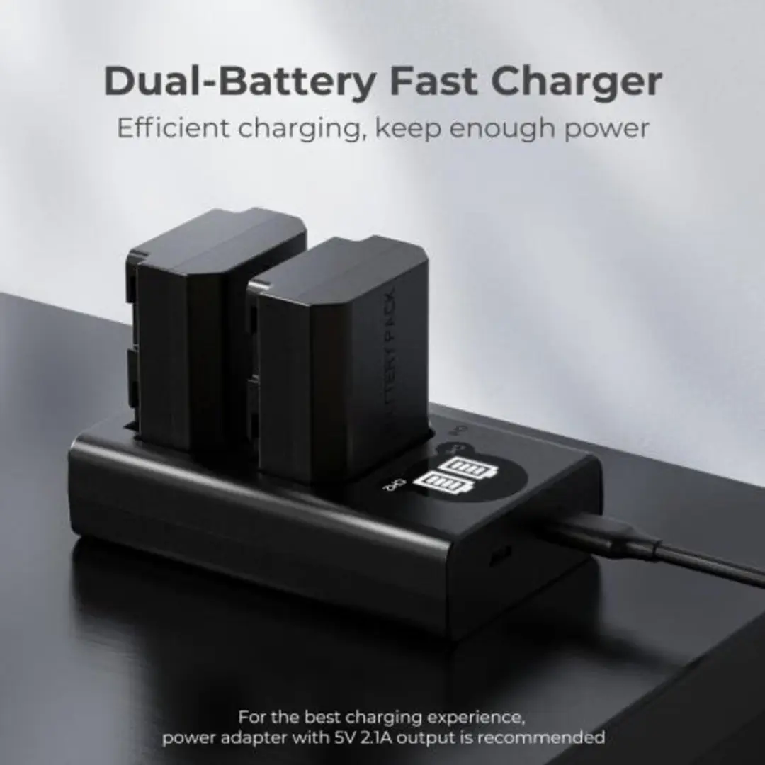 K&F Concept NP-FZ100 Dubbele Batterijlader - Zwart - afbeelding 5 van 6