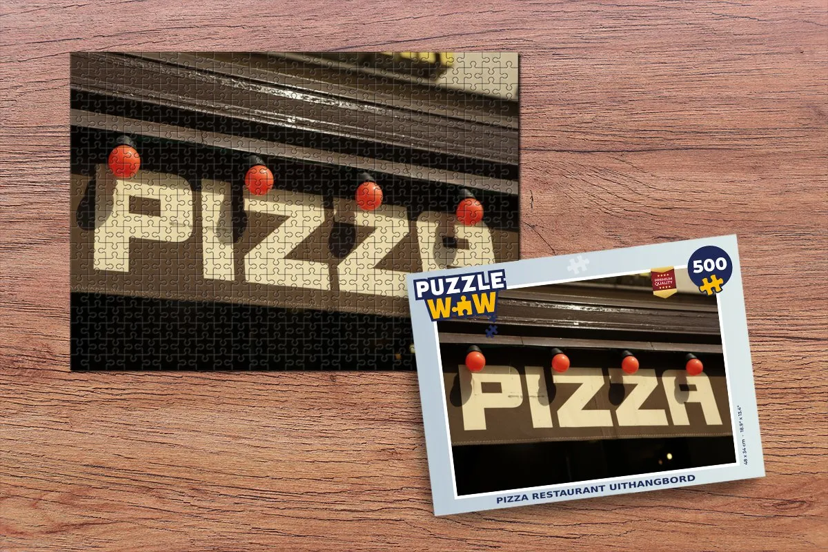PuzzleWow Pizza Restaurant Uithangbord Legpuzzel 500 Stuks - Multicolor