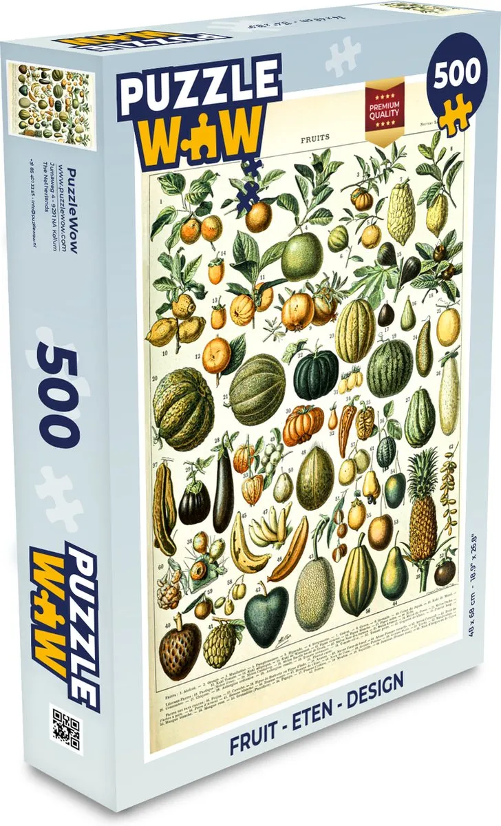 PuzzleWow Adolphe Millot Vintage Fruit Legpuzzel 500 Stuks - Multicolor