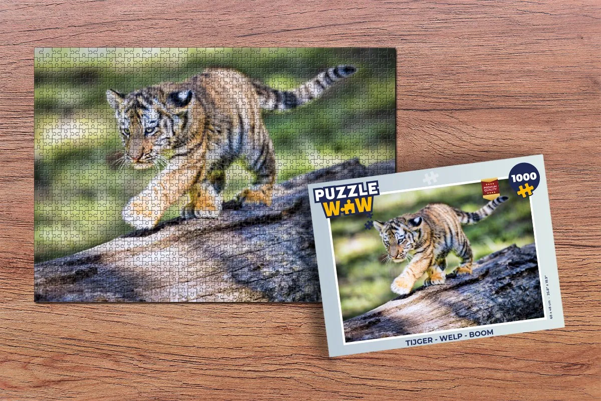 PuzzleWow Tijger Welp Boom Legpuzzel 1000 Stuks - Multicolor