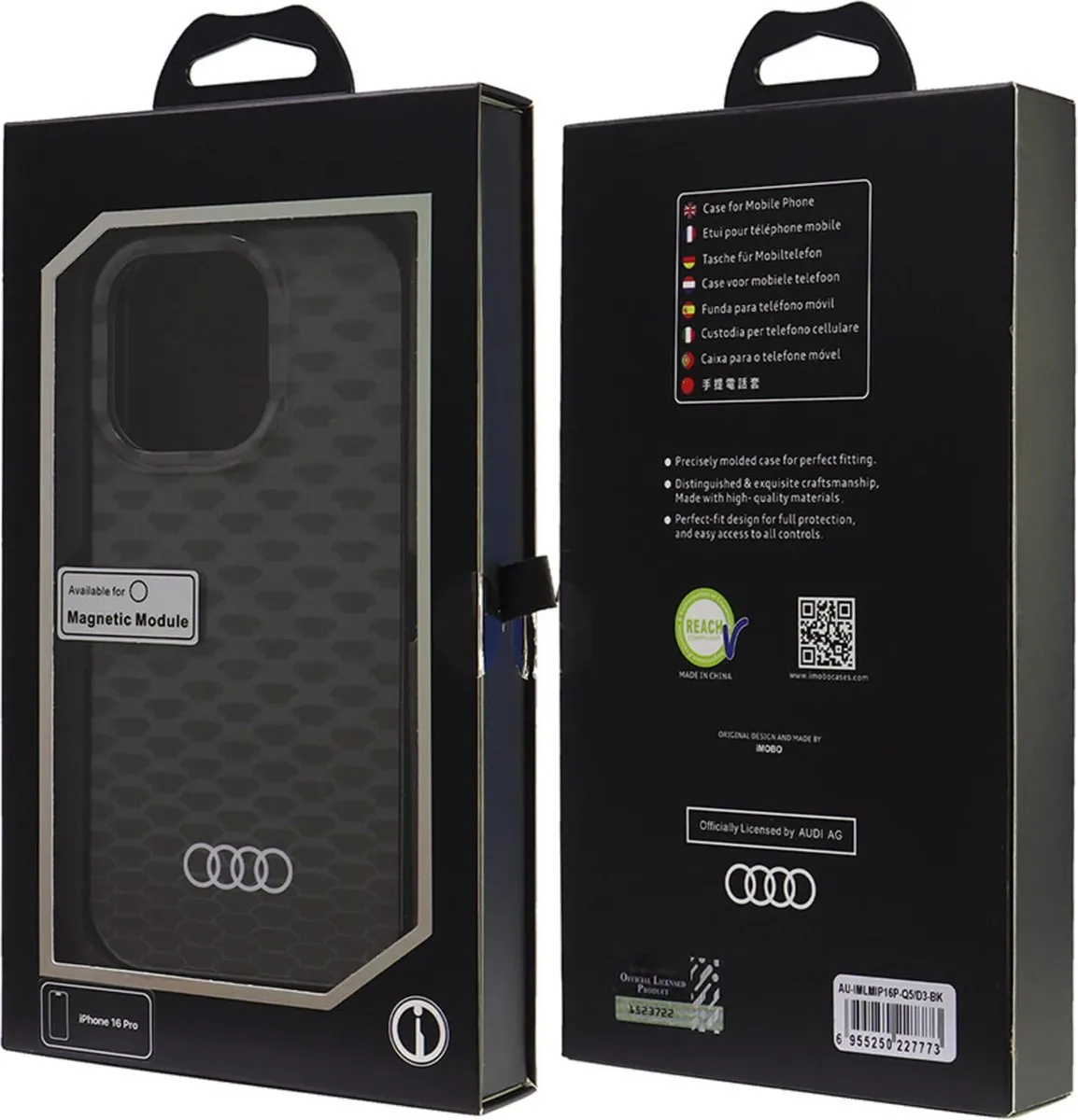 Audi iPhone 16 Pro Backcover Hoesje - Zwart - 8719273163306