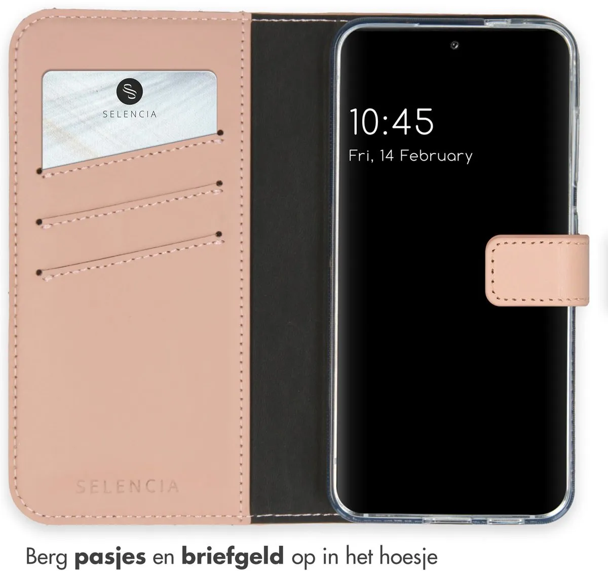 Selencia Hoesje Samsung Galaxy S24 - Echt Lederen Bookcase Lichtroze