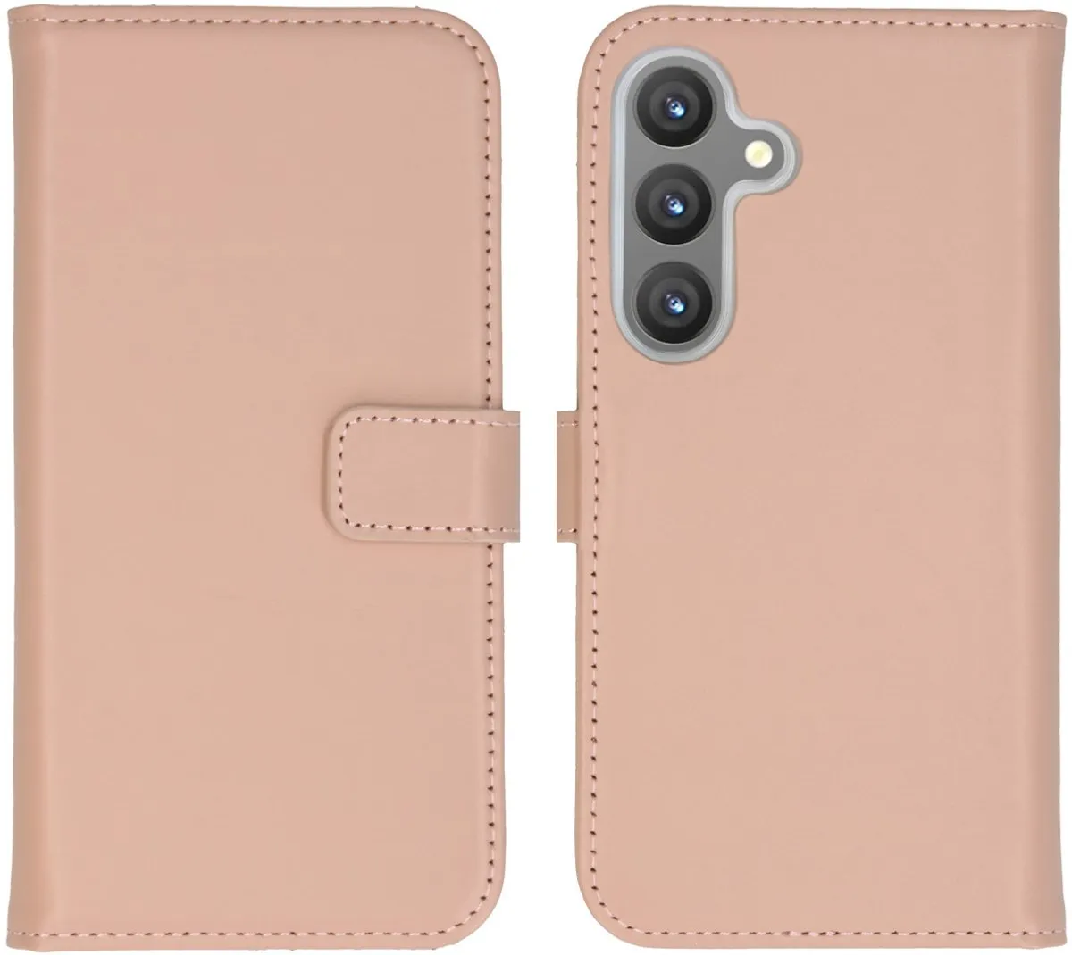 Selencia Hoesje Samsung Galaxy S24 - Echt Lederen Bookcase Lichtroze