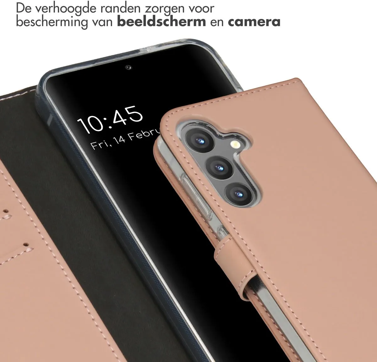 Selencia Hoesje Samsung Galaxy S24 - Echt Lederen Bookcase Lichtroze