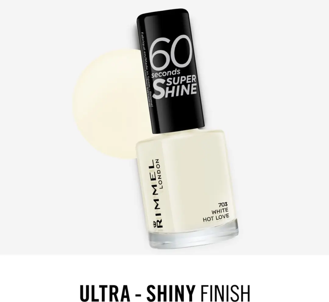Rimmel London 60 Seconds SuperShine 703 White Hot Love Nagellak - 3x8ml - afbeelding 5 van 6