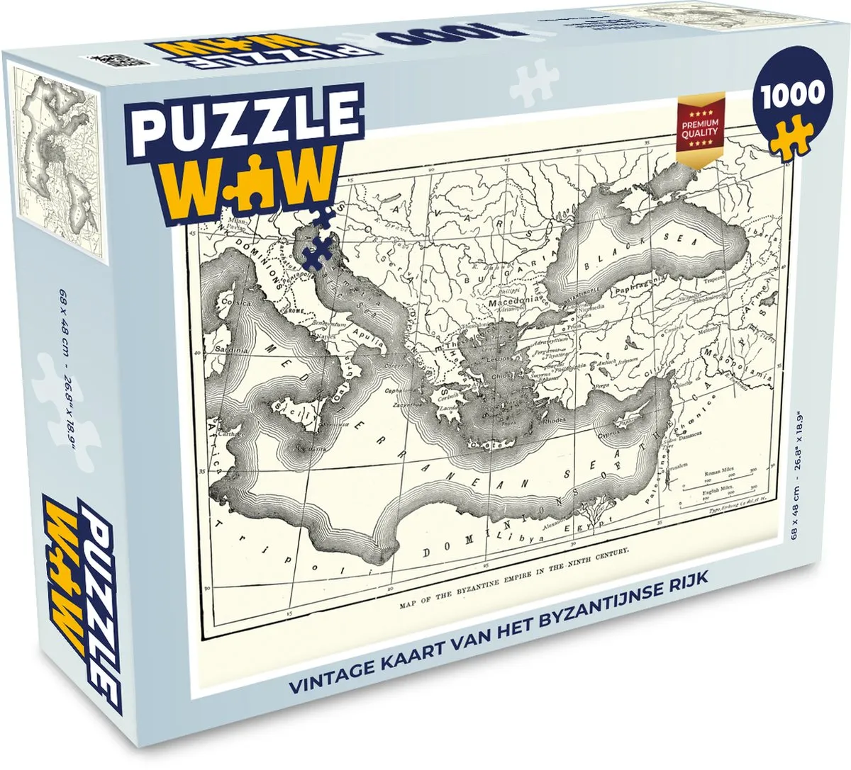 PuzzleWow Vintage Geschiedenis Landkaart Legpuzzel 1000 Stuks - Multicolor