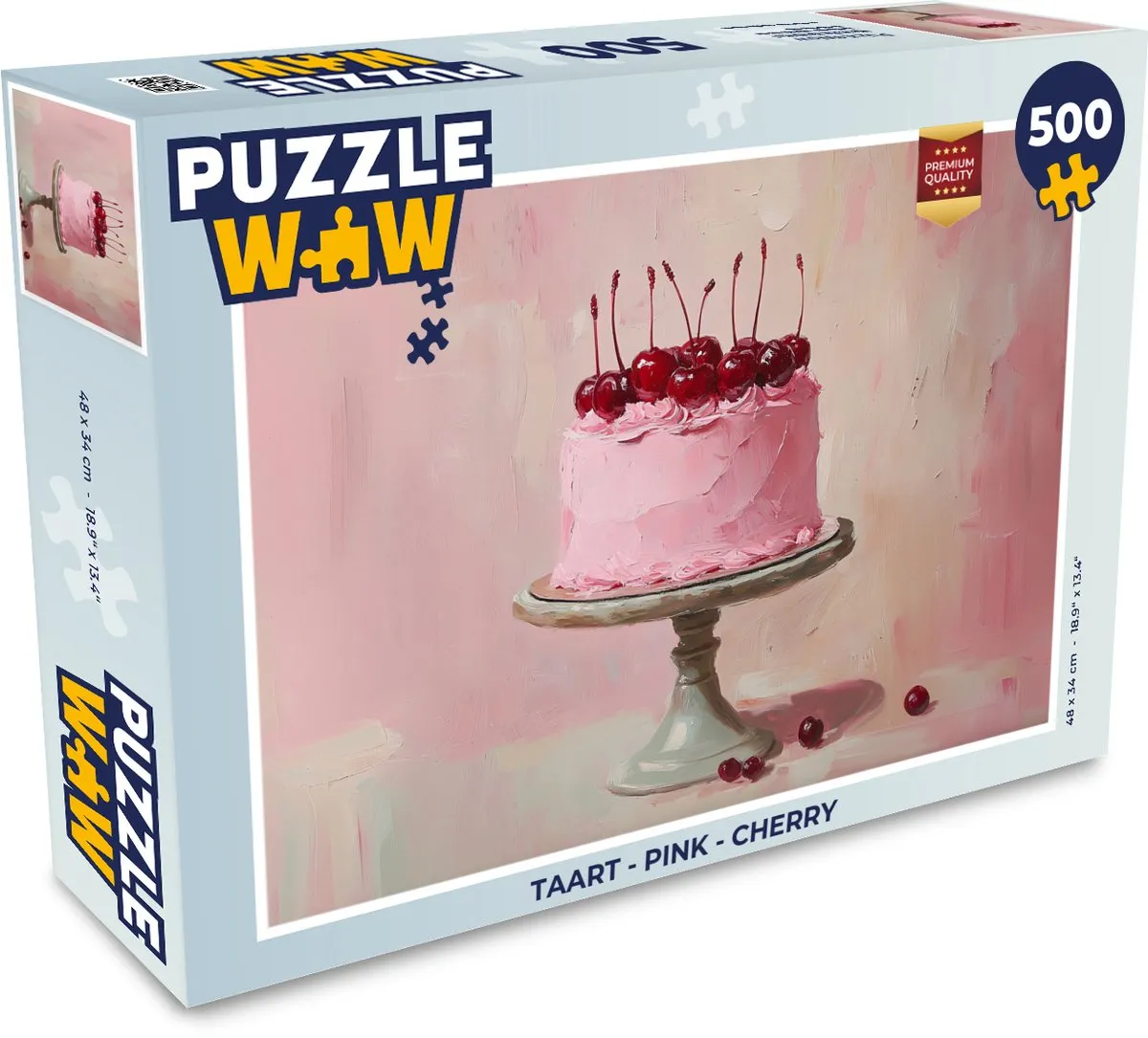 PuzzleWow Taart Legpuzzel 500 Stuks - Roze/Kersen - MPN 8721375321270