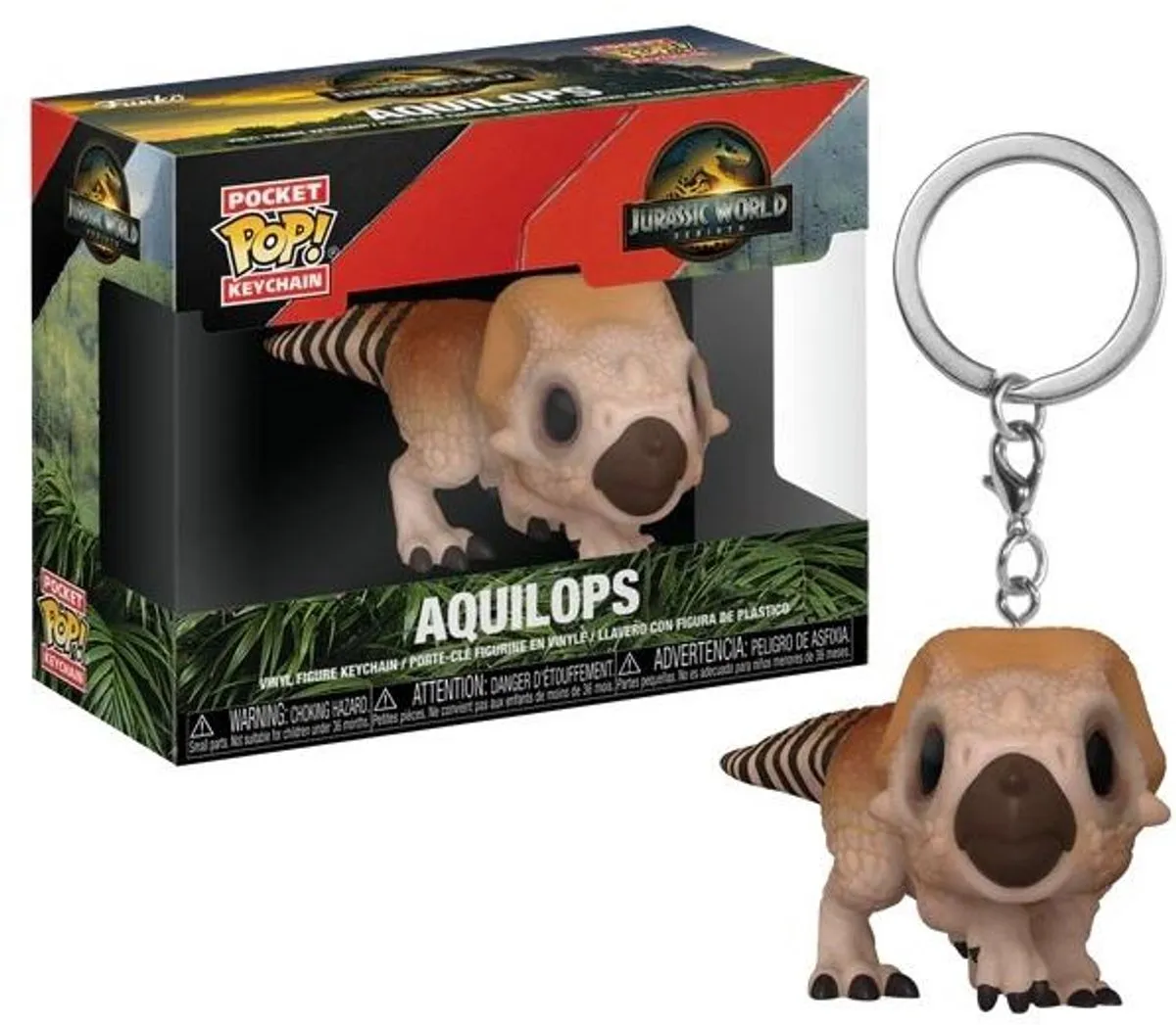 Jurassic World Aquilops Pocket Pop Keychain - Beige/Bruin