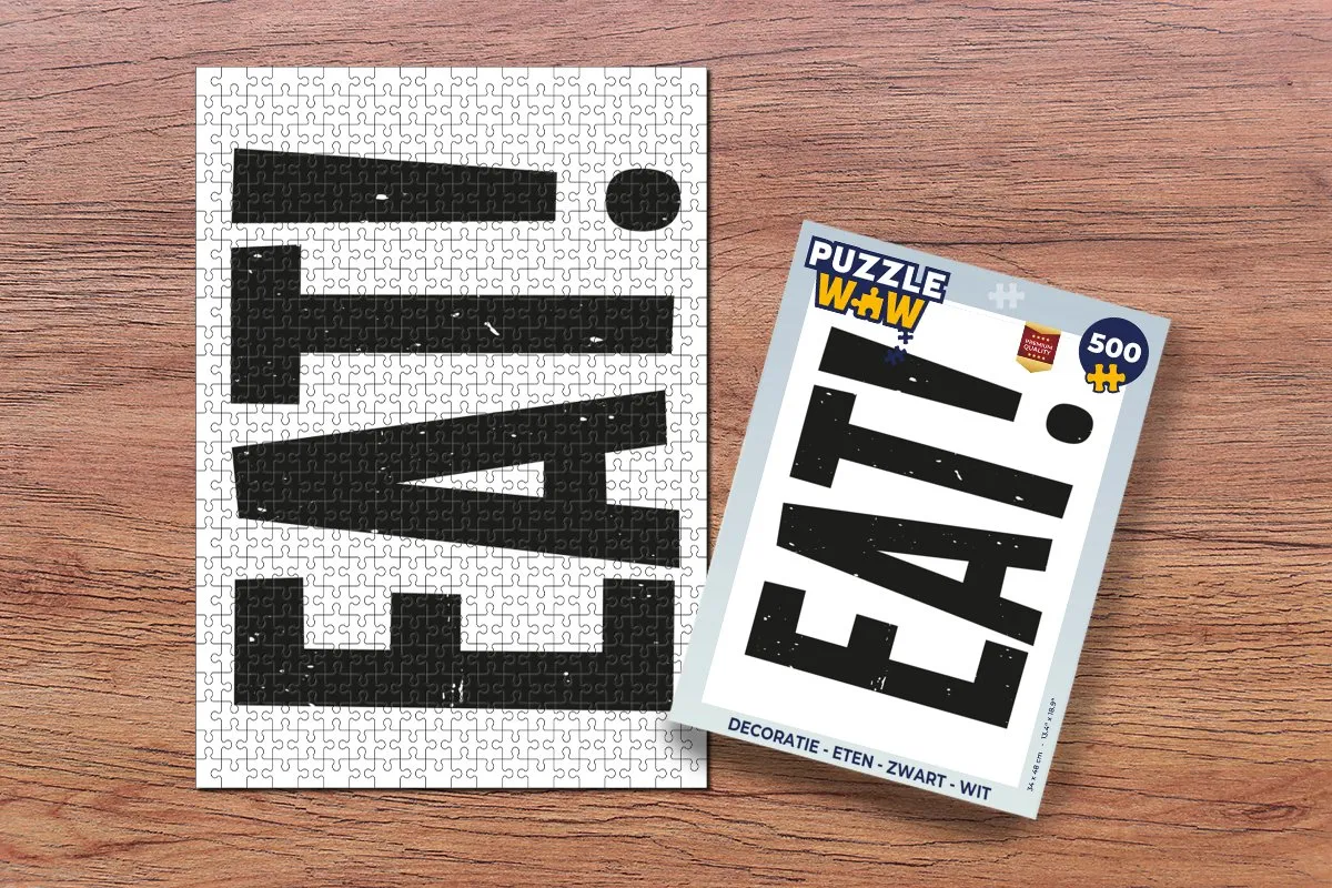 PuzzleWow Eten Legpuzzel 500 Stuks - Zwart/Wit