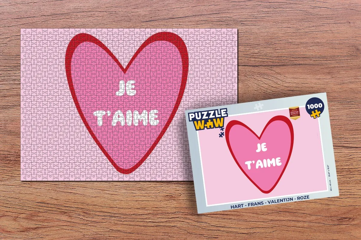 PuzzleWow Legpuzzel Hart - 1000 Stuks - Roze