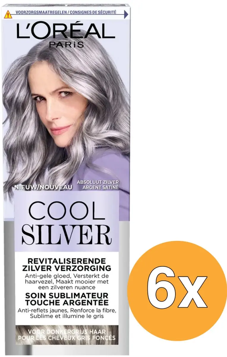 6x L'Oréal Paris Cool Silver Absoluut Silver Revitaliserende Zilver Verzorging