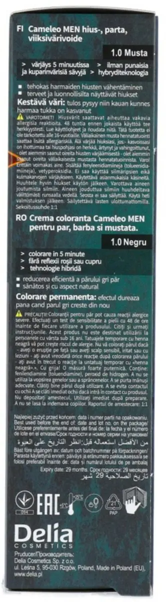 Cameleo Men Hair Color Cream 1.0 Zwart - afbeelding 4 van 6