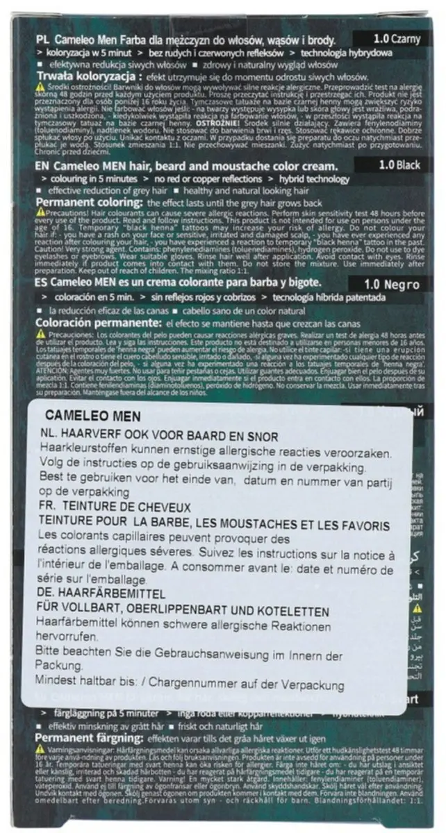 Cameleo Men Hair Color Cream 1.0 Zwart - afbeelding 5 van 6