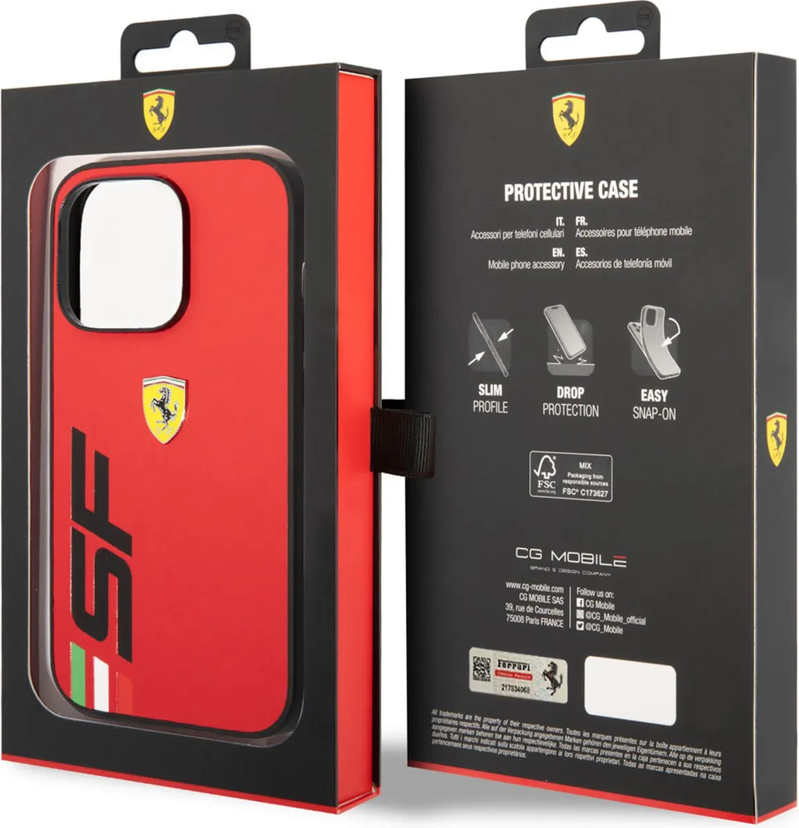 Ferrari PU Leer iPhone 14 Pro Hoesje - Rood - MagSafe - afbeelding 6 van 6