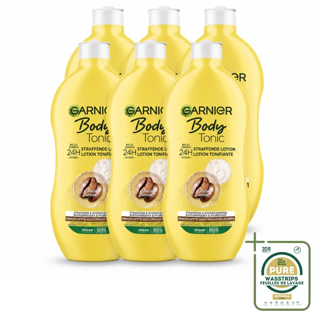 6 x Garnier - Body - Bodylotion - Tonic - Verstevigend & Hydraterend - 400 ml - Bodylotion - Hydraterend - Huidverzorging - Huidversterkend - Cafeïne