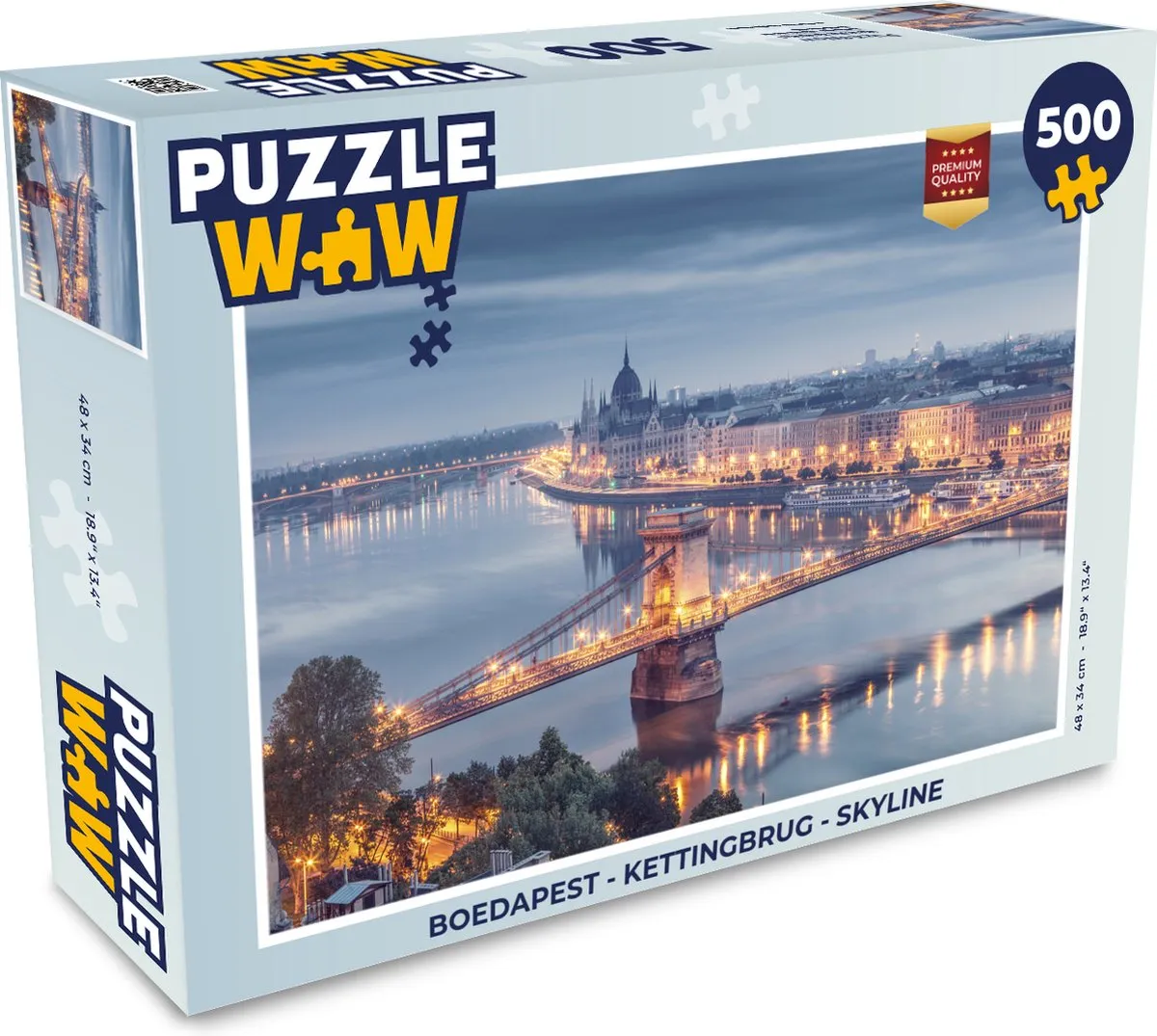 PuzzleWow Boedapest Kettingbrug Skyline Legpuzzel 500 Stukken