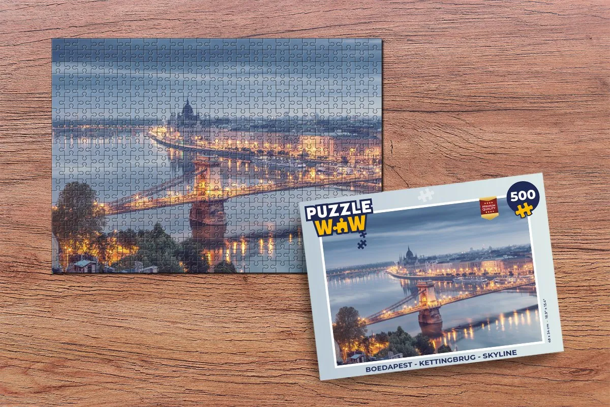 PuzzleWow Boedapest Kettingbrug Skyline Legpuzzel 500 Stukken - Multicolor
