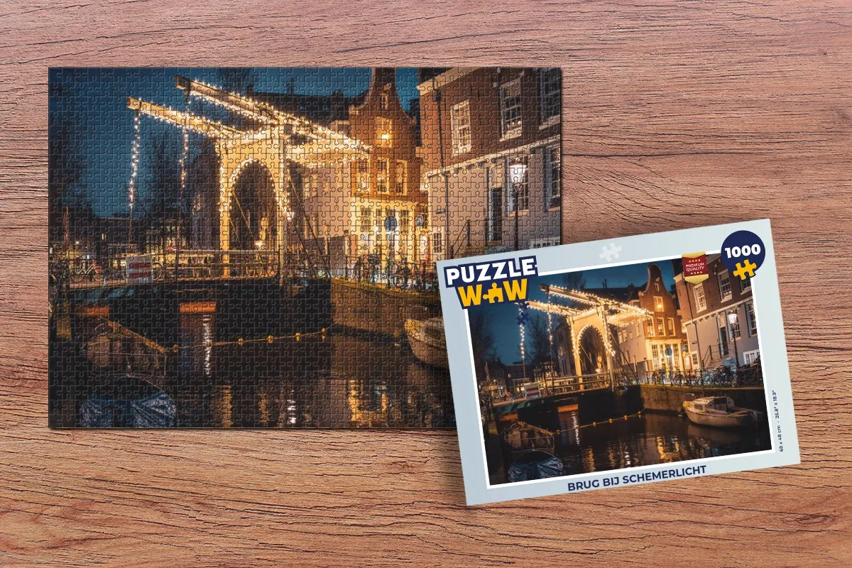 PuzzleWow Legpuzzel Brug bij schemerlicht 1000 Stuks - Multicolor