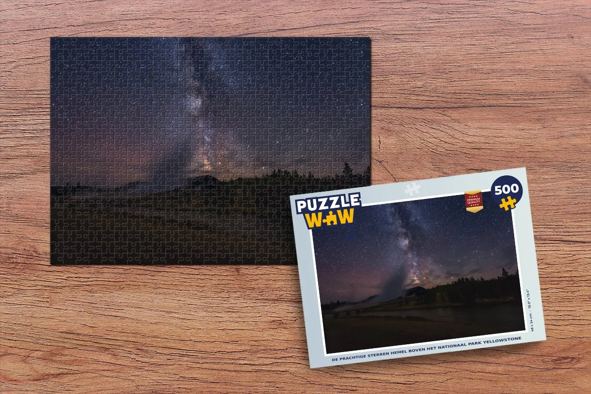 PuzzleWow De Prachtige Sterrenhemel Yellowstone Legpuzzel 500 Stuks - Multicolor
