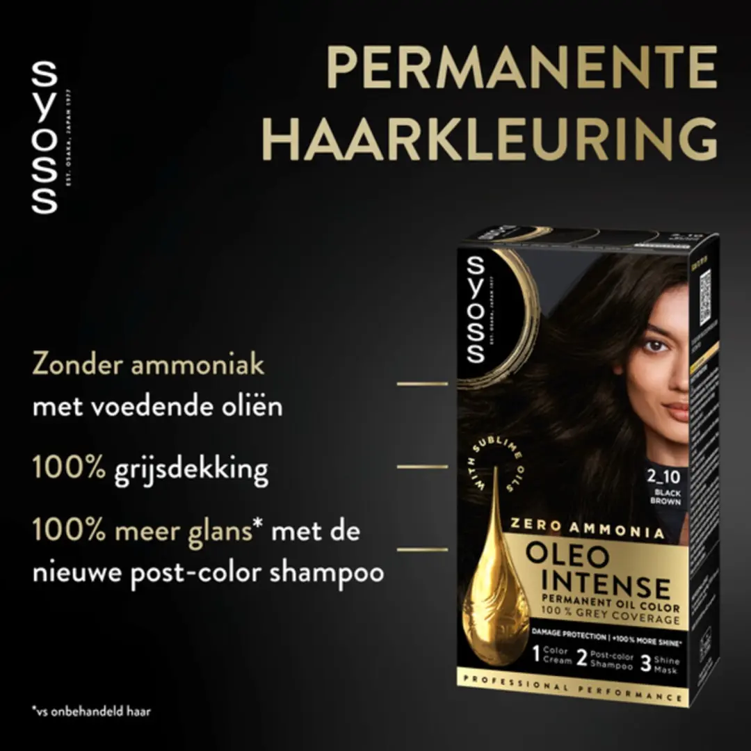 Syoss Oleo Intense Haarverf 2-10 Bruinzwart - 36x - afbeelding 6 van 6