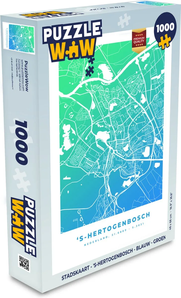 PuzzleWow Stadskaart 's-Hertogenbosch Legpuzzel 1000 Stuks