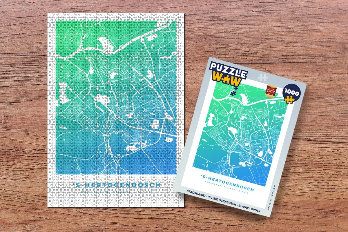 PuzzleWow Stadskaart 's-Hertogenbosch Legpuzzel 1000 Stuks - Multicolor