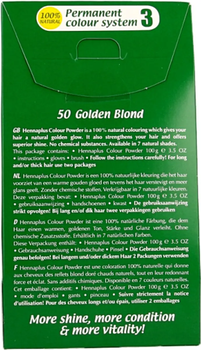 Hennaplus Colour Powder 50 Golden Blond - 100g - afbeelding 3 van 5