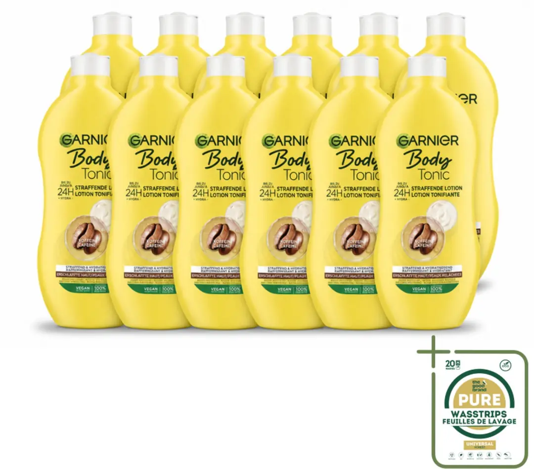 12 x Garnier - Body - Bodylotion - Tonic - Verstevigend & Hydraterend - 400 ml - Bodylotion - Hydraterend - Huidverzorging - Huidversterkend - Cafeïne