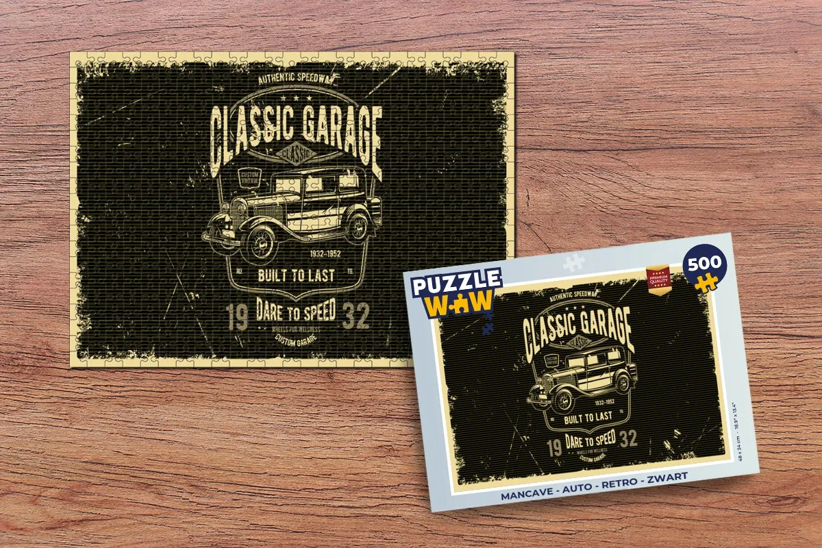 PuzzleWow Mancave Auto Retro Legpuzzel 500 Stuks - Multicolor