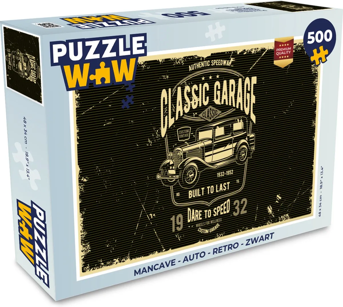 PuzzleWow Mancave Auto Retro Legpuzzel 500 Stuks