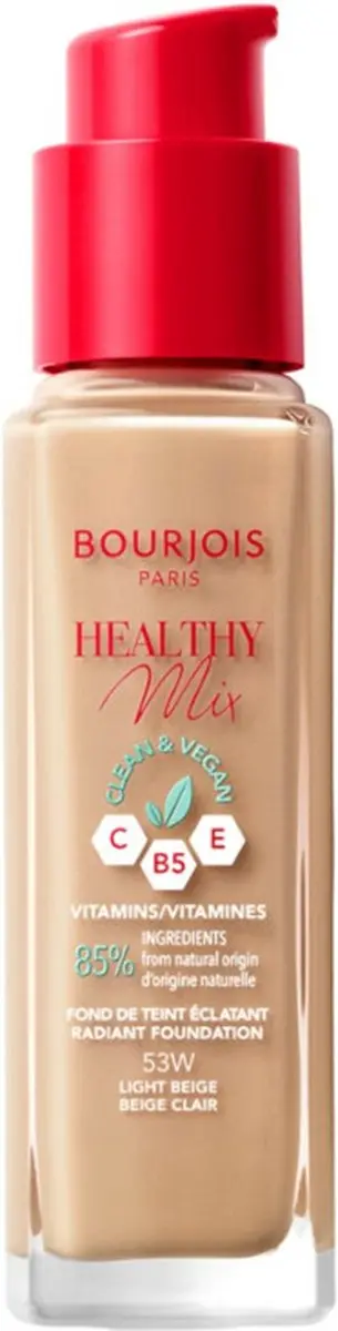 Bourjois Healthy Mix Clean Foundation 053 Light Beige - 3x30ml - afbeelding 2 van 3