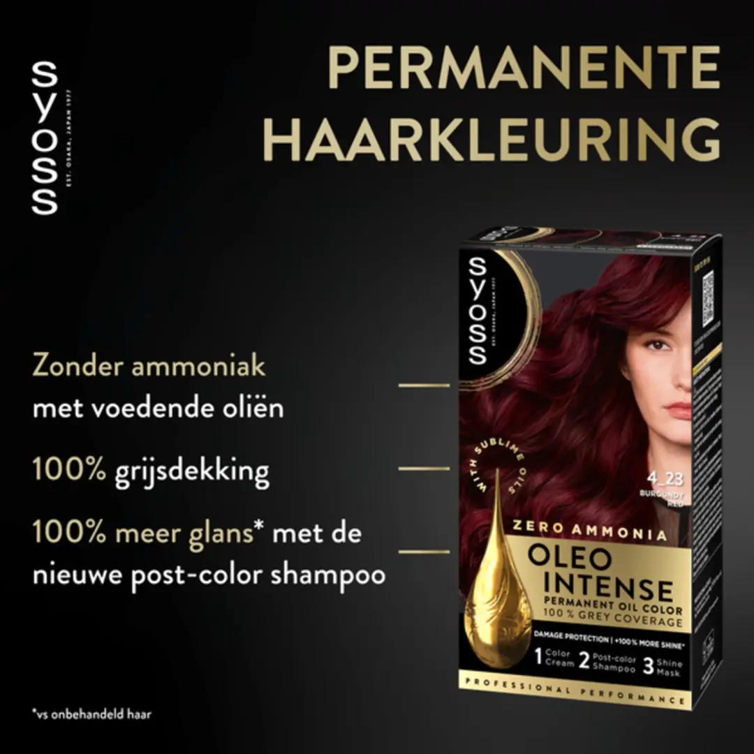 Syoss Oleo Intense Haarverf 4-23 Bordeaux Rood - 36x - afbeelding 5 van 6