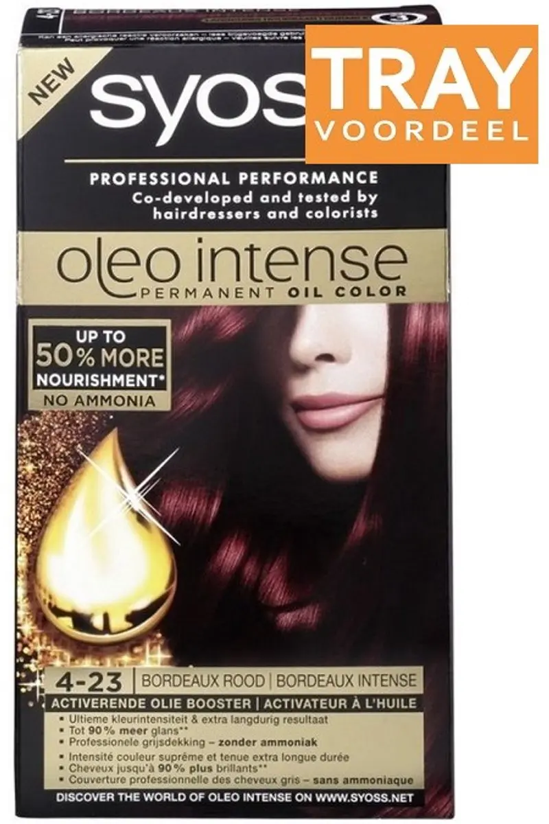 Syoss Oleo Intense Haarverf 4-23 Bordeaux Rood - 36x - afbeelding 2 van 6