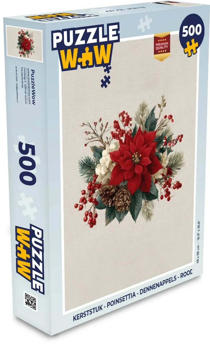 PuzzleWow Kerststuk Poinsettia 1000 Stuks - Rood