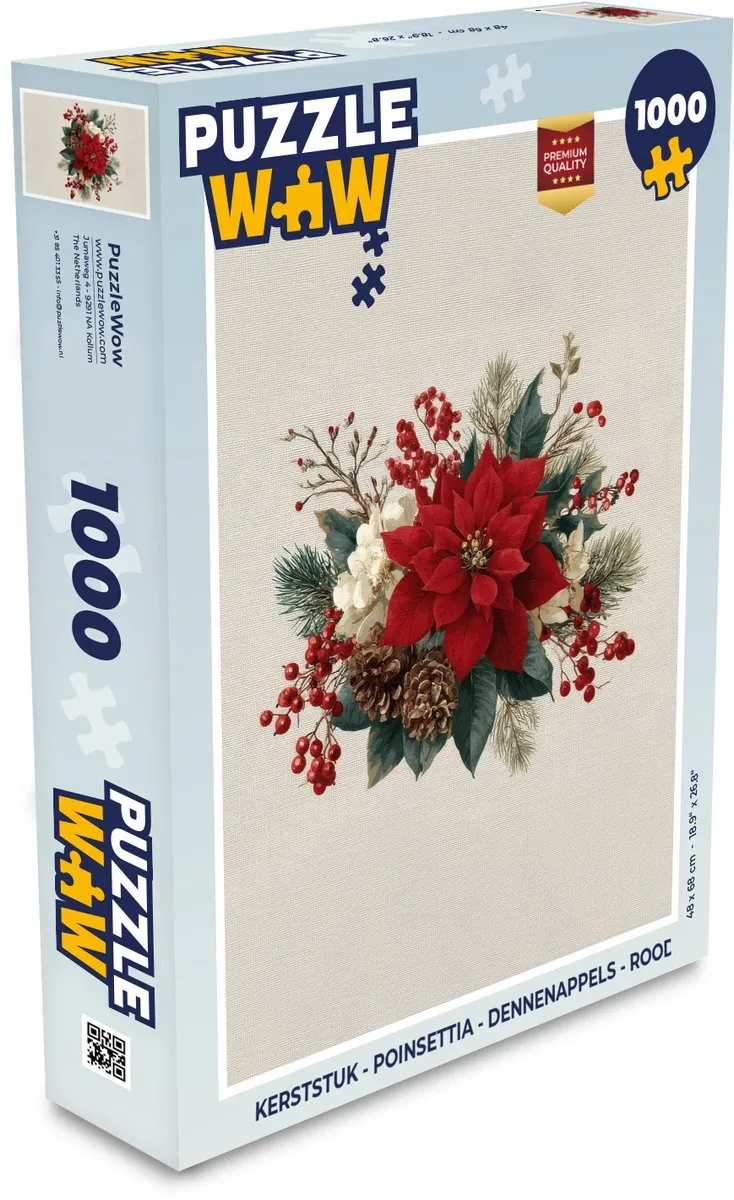 PuzzleWow Kerststuk Poinsettia 1000 Stuks